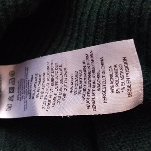 French connection Mock Neck Smocked Puff Sleeve cropped Top sz XS in Dark Green - Picture 4 of 9